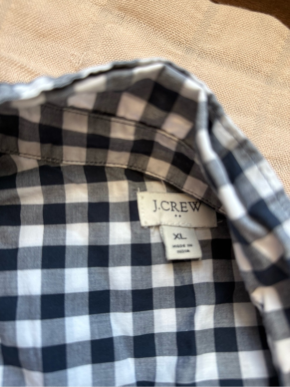 J. Crew Black and White Gingham Button-Down Shirt
